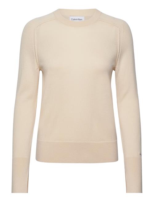 Se Calvin Klein Merino Wool Crew Neck Sweater Calvin Klein Beige ved Booztlet