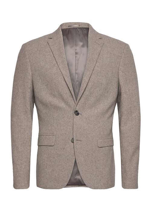 Se Lindbergh Flannel Wool Blend Blazer Lindbergh Beige ved Booztlet