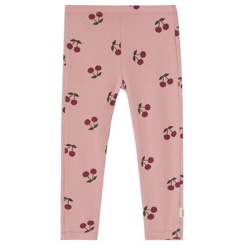 Kuling GOTS Serrai Mønstrete Leggings Med Kirsebær Woody Rose | Lyserød | 122/128 cm