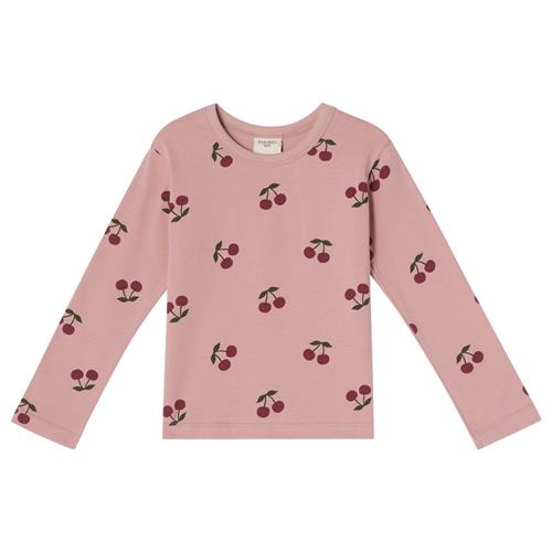 Se Kuling GOTS Athens Mønstret Langærmet T-shirt Med Kirsebær Woody Rose | Lyserød | 122/128 cm ved Babyshop