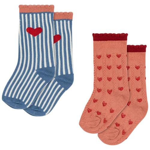 Konges Sløjd 2 Pack Jaquard Socks  Heart Mix | Rød | 19-21 EU