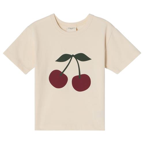 Se Kuling GOTS Santorini T-shirt Med Tryk Med Kirsebær Cremefarvet | Hvid | 86/92 cm ved Babyshop