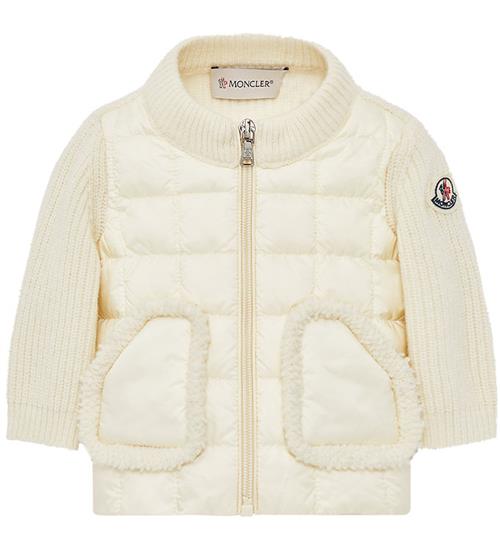 Se Moncler Cardigan - Uld/Dun - Hvid ved KidsWorld