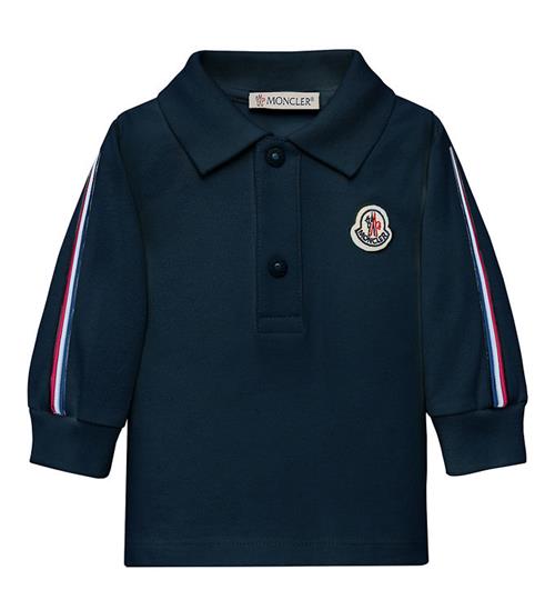 Moncler Moncler Polobluse - Medium Blue m. Logostriber