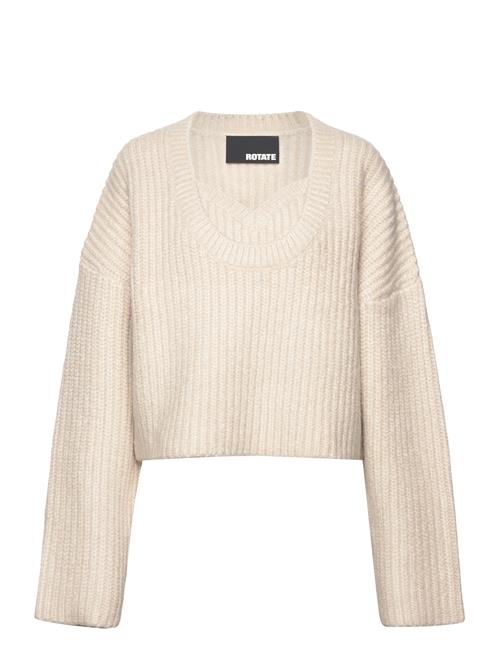 ROTATE Birger Christensen Cable Knit Crop Sweater ROTATE Birger Christensen Cream