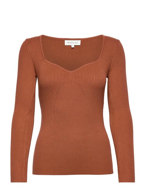 Malina Tulip Ribbed Knitted Top Malina Brown