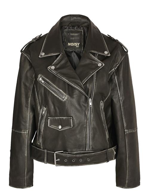 NOISY MAY Nmnoel L/S Over Leather Biker Jacket NOISY MAY Black