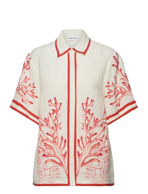 Malina Gia Printed Short Sleeve Shirt Malina Red