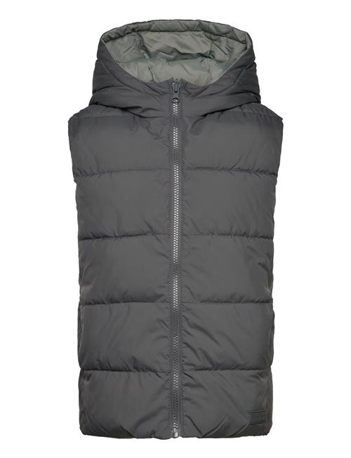 Mango Quilted Gilet With Hood Mango Grey