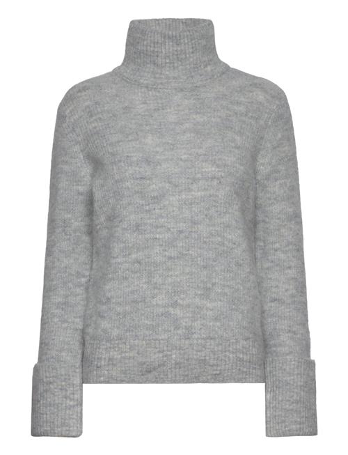 Selected Femme Slfsia Ras Ls Knit High Neck Selected Femme Grey