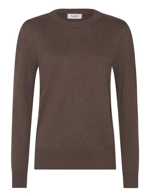 Se Saint Tropez Milasz Pullover Saint Tropez Brown ved Booztlet