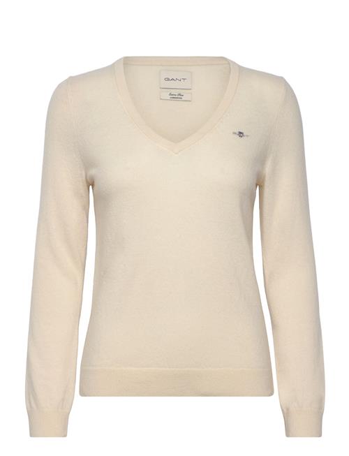 GANT Extrafine Lambswool Blend V-Neck GANT Cream