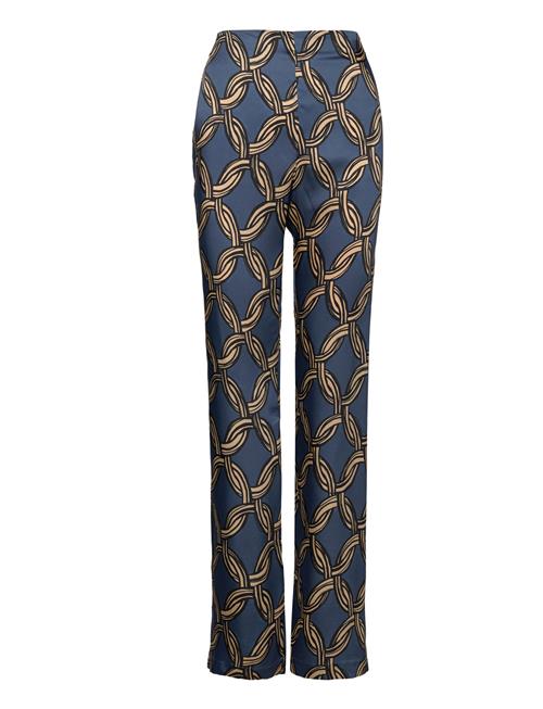 Mango Satin Printed Trousers Mango Blue