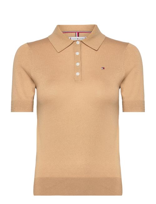 Co Lyocell Button Polo Ss Swt Tommy Hilfiger Beige