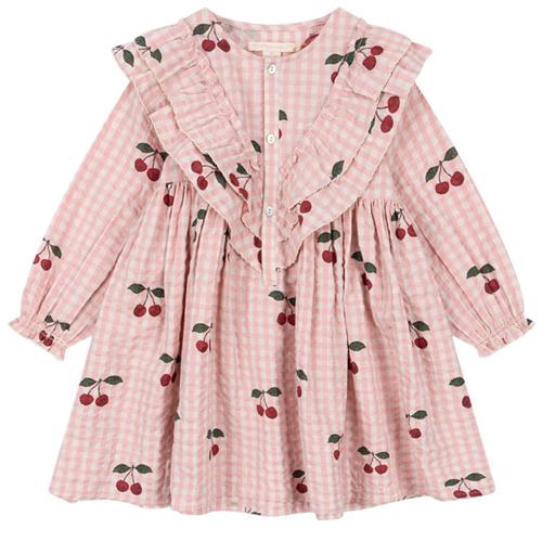 Se Konges Sløjd Kim Frill Kjole Cherry Check | Lyserød | 2 years ved Babyshop