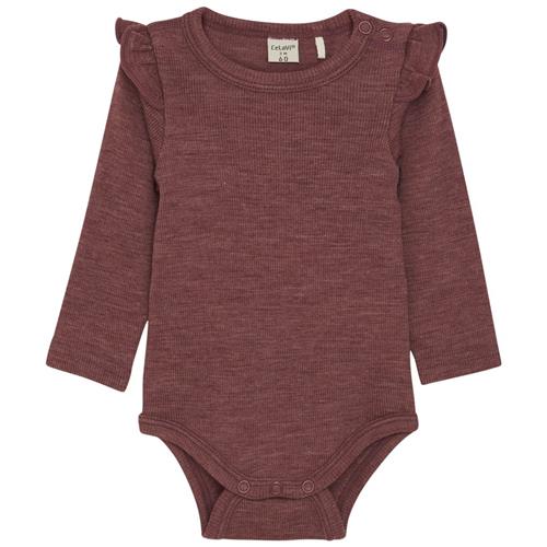 Celavi Uld-bodysuit Wild Ginger Melange | Rød | 80 cm