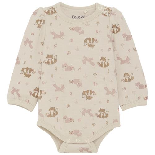 Celavi Mønstret Babybody Starling | Beige | 80 cm