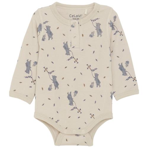 Celavi Mønstret Babybody Stormy Weather | Beige | 60 cm