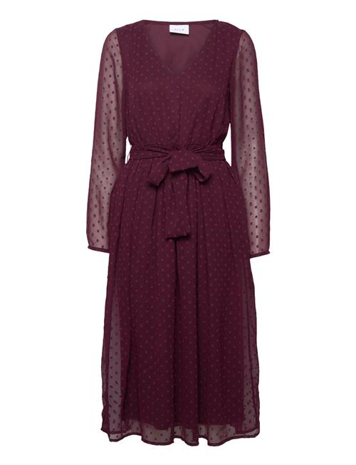 Vila Viedee L/S Long Belt Dress/Ka/Su Vila Burgundy