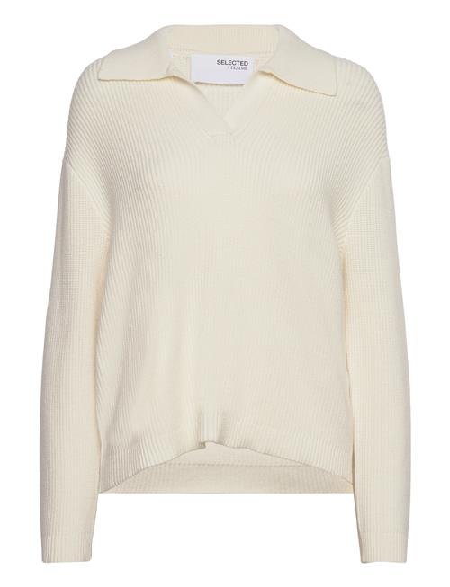 Selected Femme Slfhilma Liva Ls Polo Neck Knit Selected Femme Beige