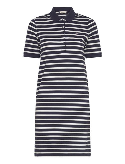 Striped Shield Ss Pique Polo Dress GANT Blue