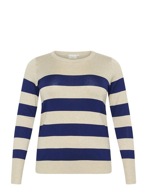 Se Kaffe Curve Kclizzy Striped Knit Pullover Kaffe Curve Navy ved Booztlet