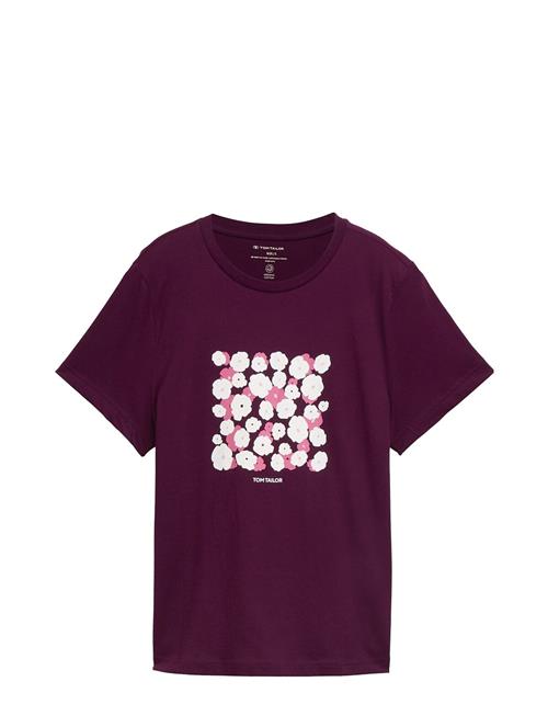 Se Tom Tailor T-Shirt Crew Neck Artwork Tom Tailor Burgundy ved Booztlet