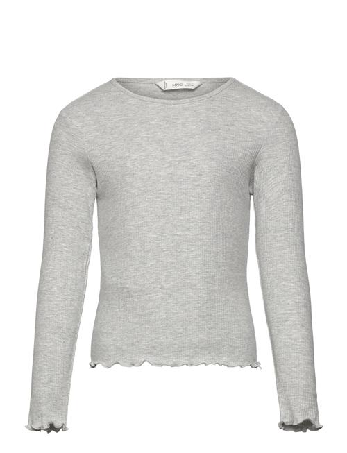 Se Mango Ribbed Long-Sleeved T-Shirt Mango Grey ved Booztlet