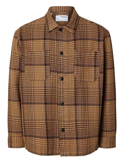 Slhboxy-Houndstooth Big Check Overshirt Selected Brown