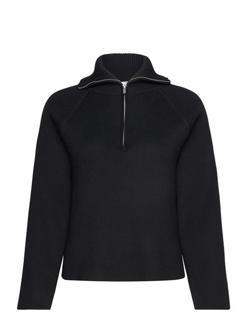 Objelly Re L/S Zip Knit Pullover Div Object Black