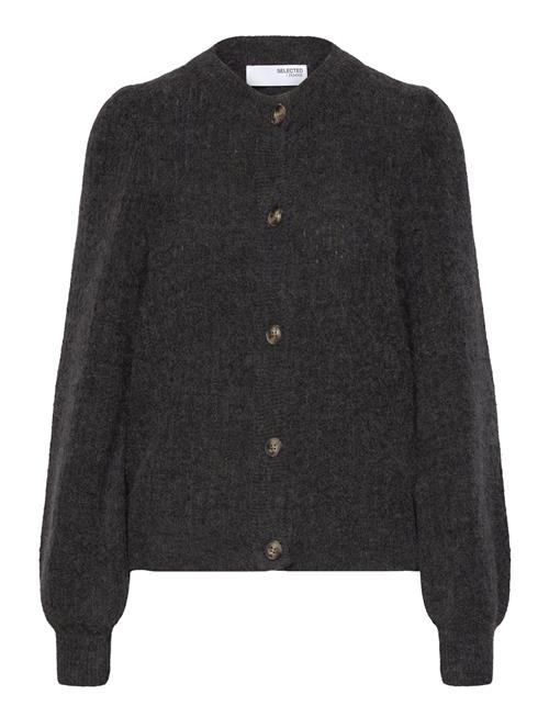Slflulu Ls Structure Knit Cardigan Selected Grey