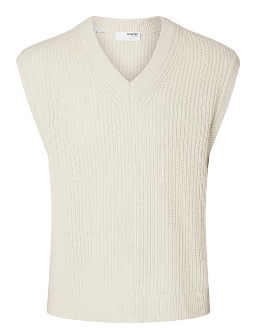 Se Selected Homme Slhland Sl Knit Relaxed Waistcoat Selected Homme Cream ved Booztlet