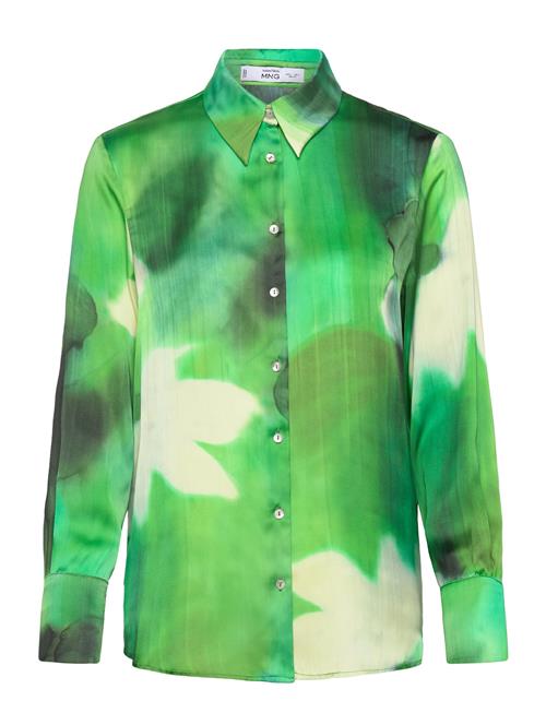 Mango Satin Print Shirt Mango Green