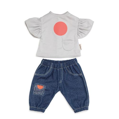 Se Skrållan Skrållan T-Shirt & Jeans Dukke Outfit Grå | Grå | 3-6 ved Babyshop