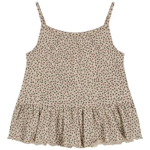 Konges Sløjd GOTS Lin Blomstret Tanktop Milk Tank | Beige | 18 months