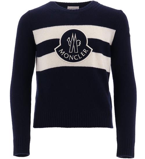 Se Moncler Bluse - Uld - Navy m. Hvid ved KidsWorld