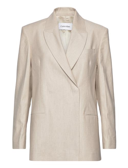 Se Calvin Klein Linen Tailored Blazer Calvin Klein Cream ved Booztlet