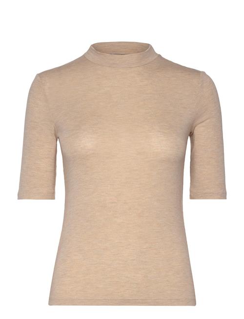 Mango Short Sleeve Knitted T-Shirt Mango Beige