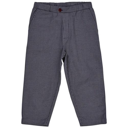 Copenhagen Colors Check Pant w. Fake Fly  Navy Check Combi | Marine blå | 80 cm