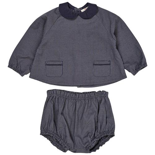 Copenhagen Colors Check Baby Set  Navy Check Combi | Marine blå | 56 cm