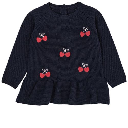 Copenhagen Colors Lambwool Blouse w  Frill & Bow Emb  Navy | Marine blå | 80 cm