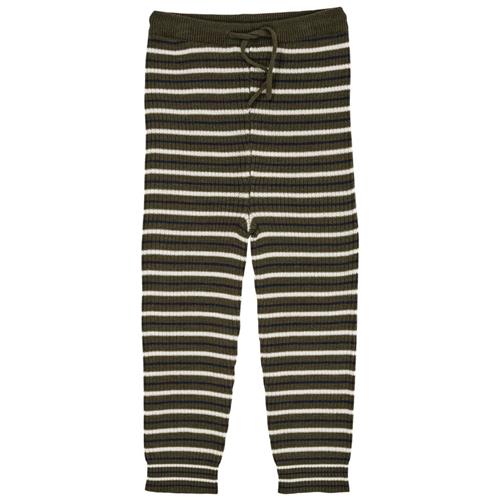 Copenhagen Colors Merino Classic Rib Leggings w Drawstrings  Forest Green Combi | Grønn | 86 cm