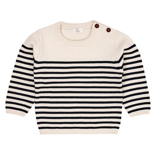 Copenhagen Colors Knitted Striped Sailor Jumper  Cream Navy Combi | Marine blå | 92 cm