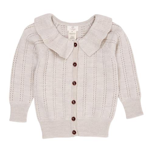 Copenhagen Colors Merino Pattern Cardigan w Collar  Pale Cream Melange |  | 110 cm