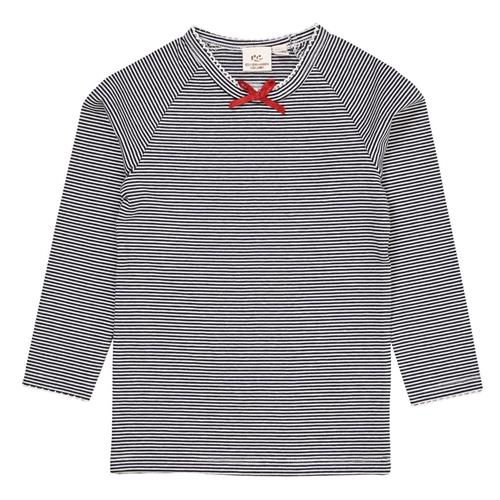 Copenhagen Colors Striped Ls Tee w Bow  Navy/Cream Stripe | Marine blå | 80 cm