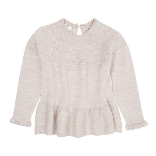 Copenhagen Colors Merino Knit Blouse with Frill  Pale Cream Melange |  | 110 cm