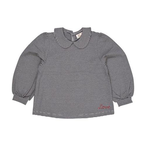 Copenhagen Colors Striped Blouse w Collar Ls  Navy/Cream Stripe | Marine blå | 116 cm