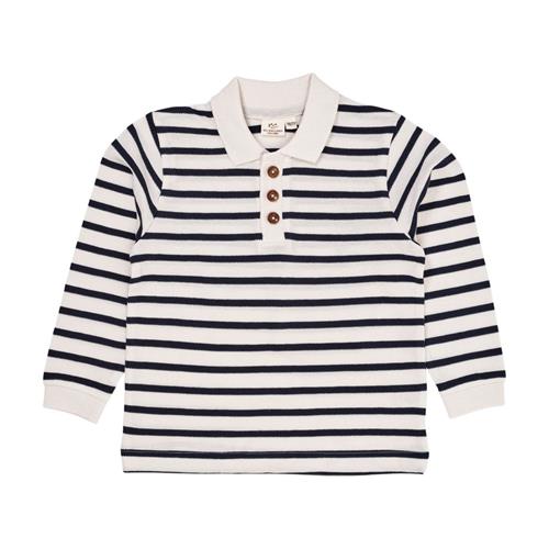 Copenhagen Colors Striped Pique Polo W LS  Navy/Cream Stripe | Marine blå | 98 cm