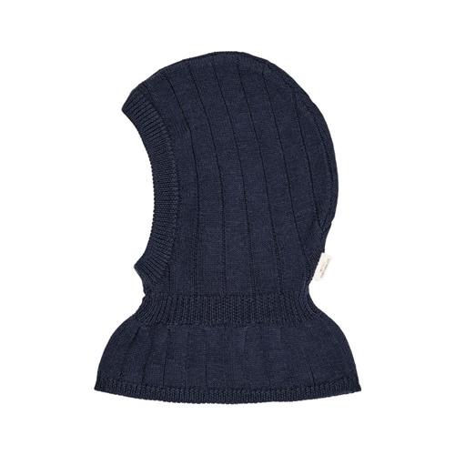 Copenhagen Colors Rib Knitted Balaclava In Merino Wool  Navy Navy 48/50 cm Wool Marineblå  48/50 cm  unisex