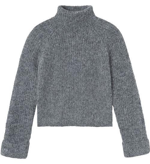 Se LMTD Bluse - Strik - NlfNulo - Polyester/Uld - Dark Grey Melange ved KidsWorld